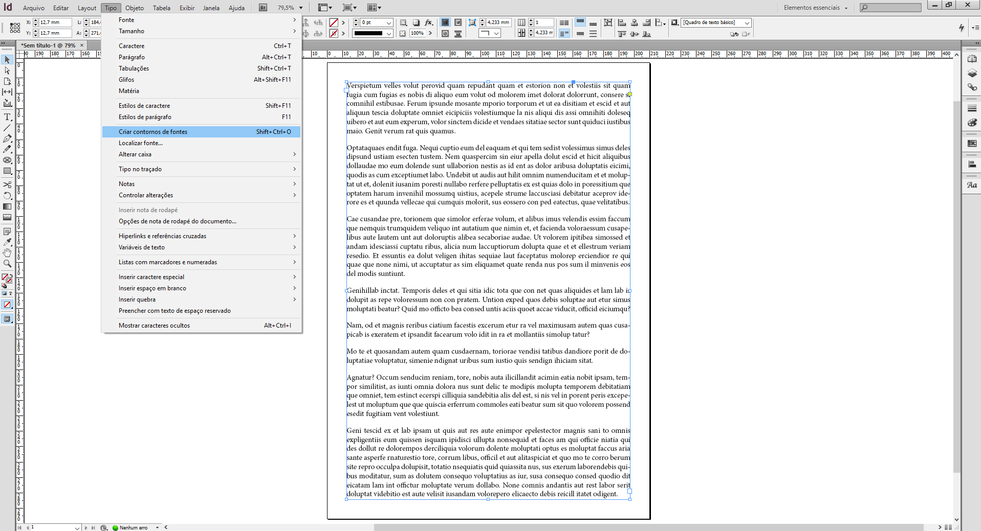 Convertendo em Curvas no InDesign